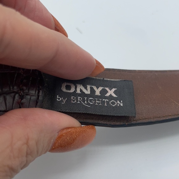 Brighton “Onyx” full grain croc print w/etched two tone buckle #40C main image 2
